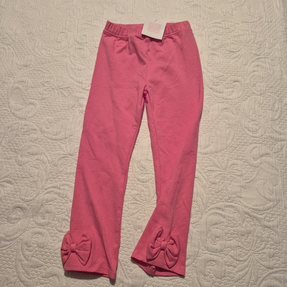 Janie and Jack girls size 6 pink leggings with bow at the ankle 2011 NWT